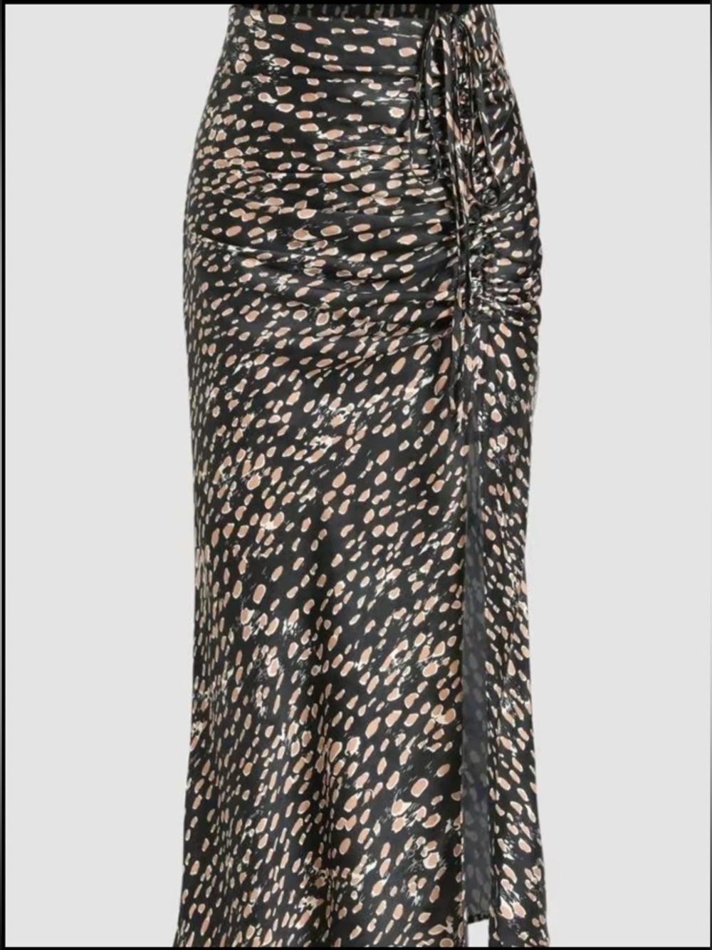 Cider Black Midi Skirt with Beige Spot Print